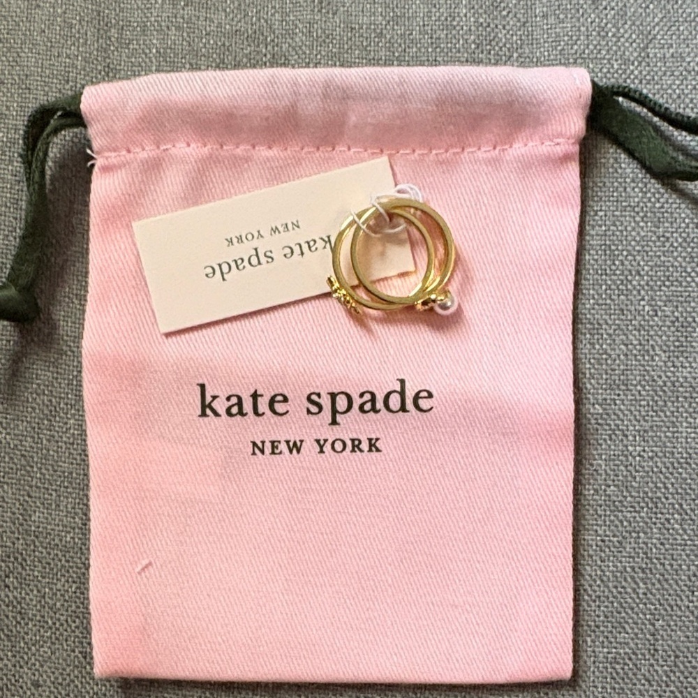 Kate Spade Gold and Pearl Starburst Ring Set- 3 separate rings that stack - Picture 7 of 8